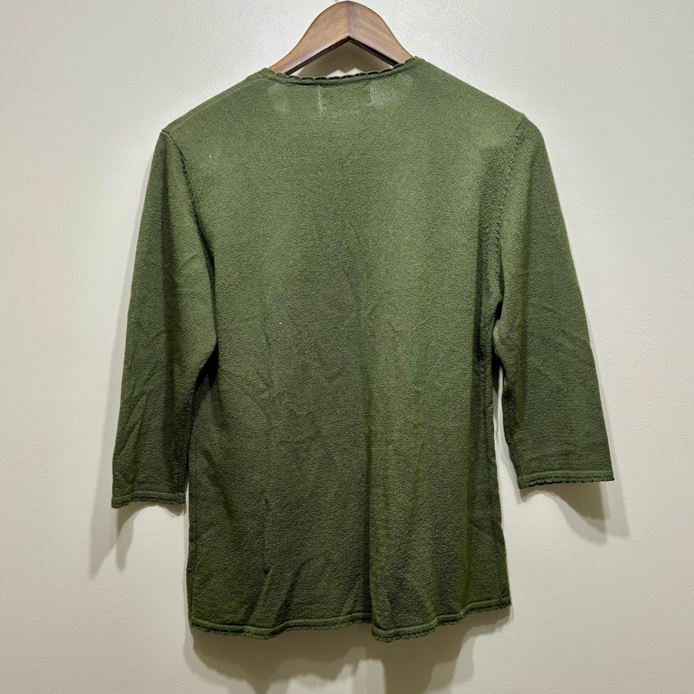 ✨$8 CLEAR-OUT✨ Tradition Sears Vintage Relaxed Fit 3/4 Sleeve Blouse Shirt Green - Picture 4 of 6
